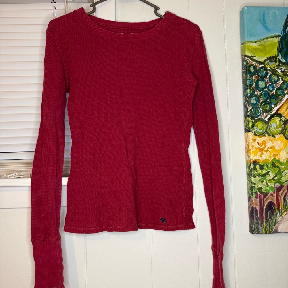 Abercrombie and Fitch Red Long Sleeve Top